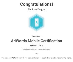 AdWords Mobile Certificate
